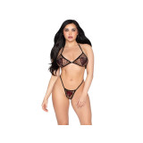 Leg Avenue - 86147 Soutien - Gorge Et String En Résille Noirs