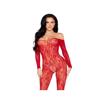 Leg Avenue - 89366 Spitzen - Dessous - Bodystocking, Rot