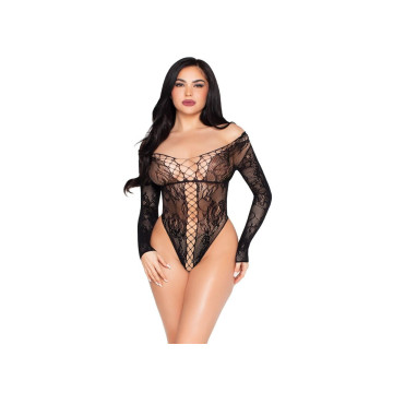 Leg Avenue - 89370 Teddy De Red Y Encaje Negro - Talla Única |