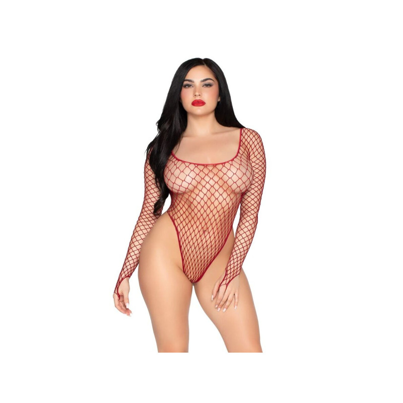 Leg Avenue - 89377 Hochgeschnittener Industrieller Netzbody, Rot
