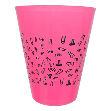 DIABLO PICANTE - VASO FUSCIA 500 ML CON PENES NEGROS