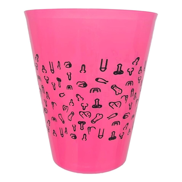 DIABLO PICANTE - VASO FUSCIA 500 ML CON PENES NEGROS