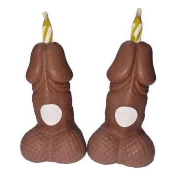 DIABLO PICANTE - PENES TONO OSCURO VELAS NÚMEROS CUMPLEAÑOS 2 UNIDADES