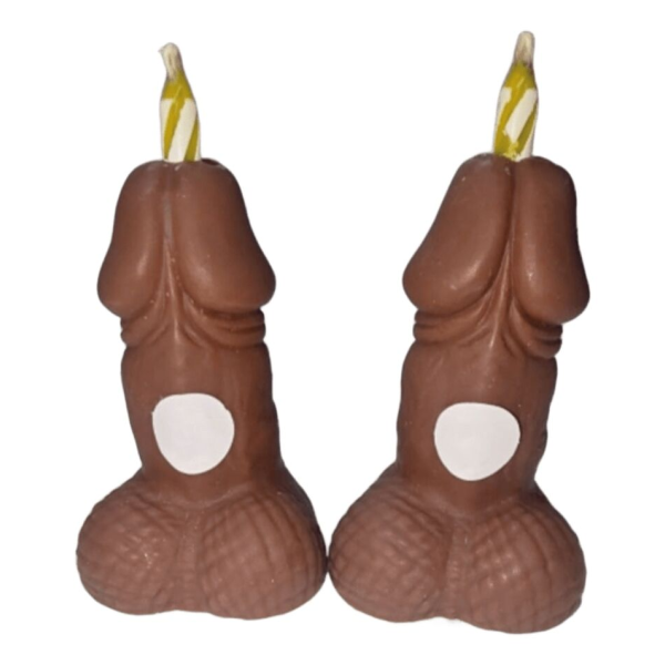 DIABLO PICANTE - PENES TONO OSCURO VELAS NÚMEROS CUMPLEAÑOS 2 UNIDADES