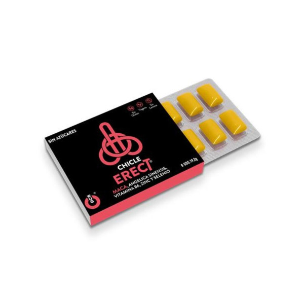 WUG ERECT – 1 X 8 UDS | Chicle funcional con Maca, Zinc y Vitaminas para potenciar la energía y el rendimiento masculino