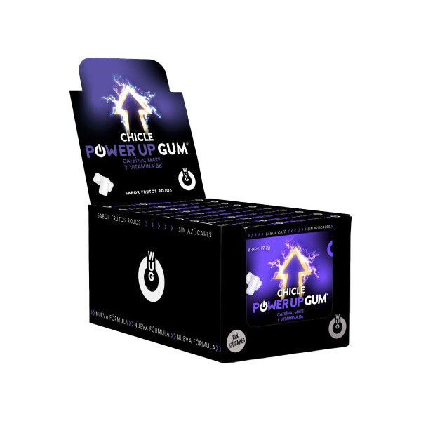 WUG POWER UP – DISPLAY 12 X 8 UDS | Chicle energético para concentración y resistencia