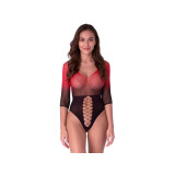 PASSION - BS118 BODYSTOCKING IN RETE NERA E ROSSA - PASSION WOMAN BOD…