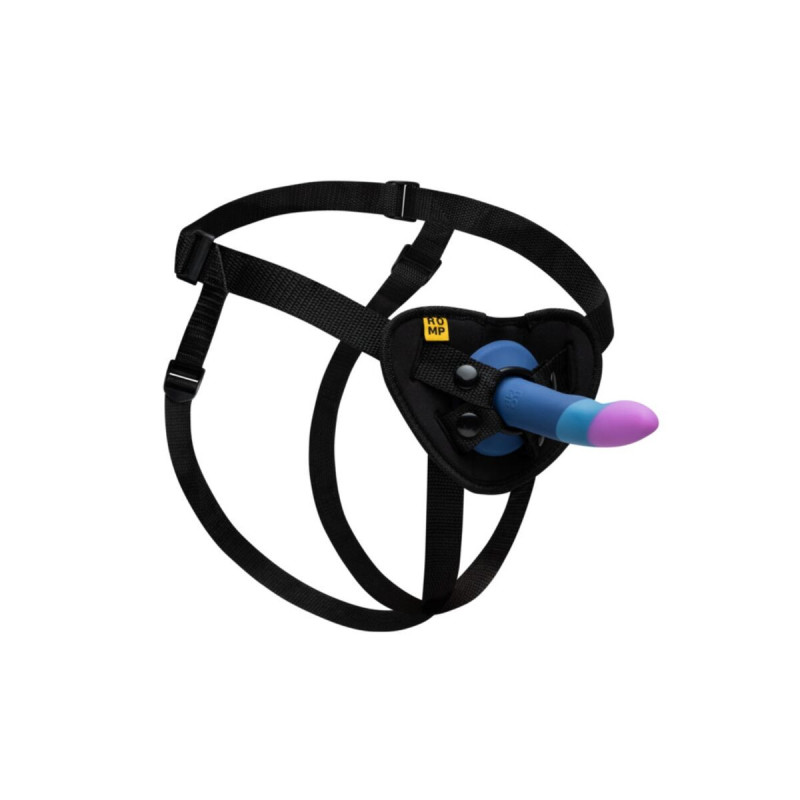 ROMP - PICCOLO HARNESS + SILICONE DILDO WITH TRICOLOR SUCTION CUP 14…