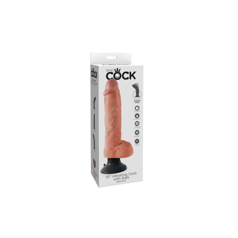 King Cock - Vibrierender Dildo Mit Hoden 25.5 Cm Natürliche Farbe |
