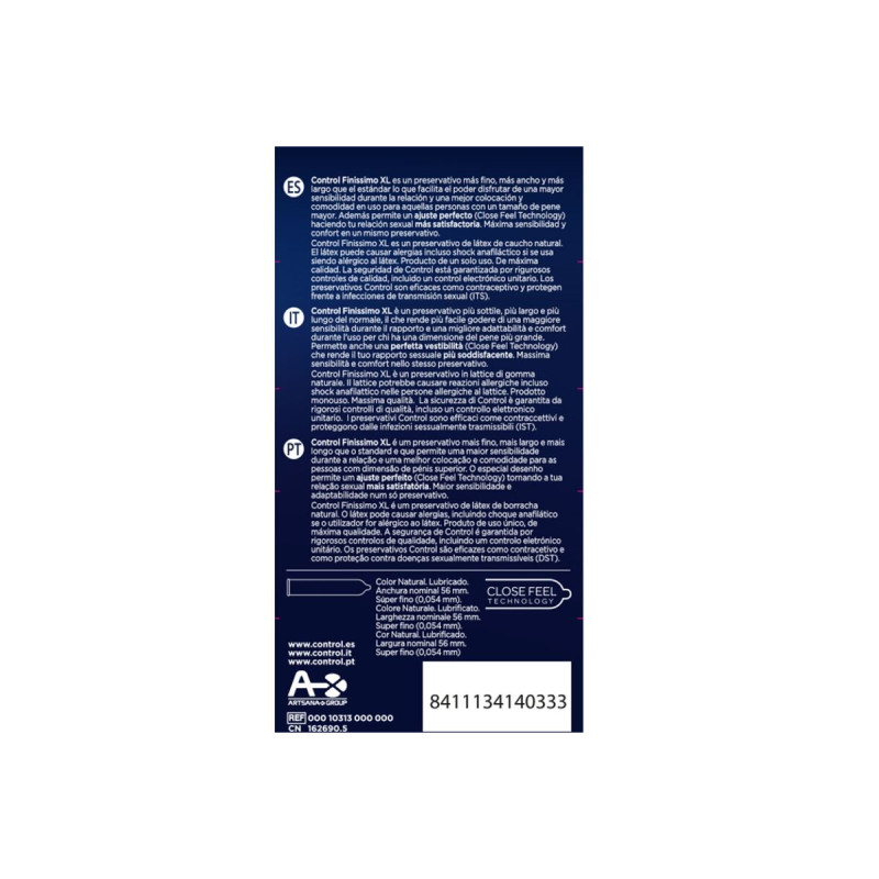 CONTROL - FINISSIMO XL CONDOMS 12 UNITS - CONTROL CONDOMS - Sensitive