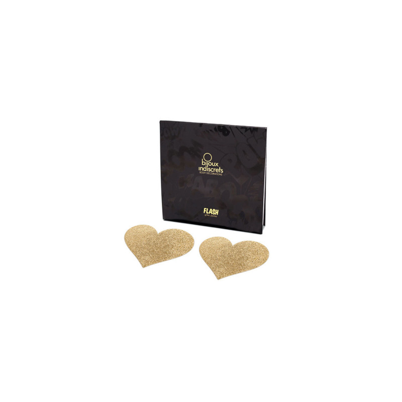 BIJOUX - INDISCRETS FLASH GOLDEN HEART NIPPLE COVERS - BIJOUX FLASH C…