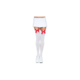 LEG AVENUE - CALZAMAGLIA IN NYLON CON FIOCCO BIANCO/ROSSO - LEG AVENU…