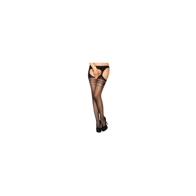 PASSION - TIGHTS WITH GARTER BS002 BLACK - PASSION WOMAN GARTER & STO…