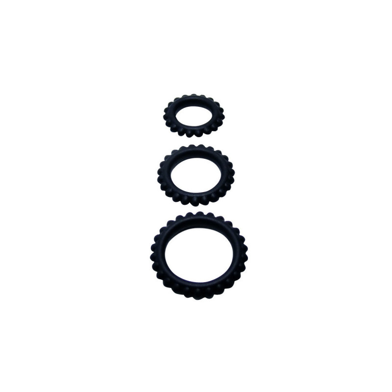 Baile - Titan Set 3Pcs Cock Ring Black 2.8 + 2.4 + 1.9 Cm | Vybes.it