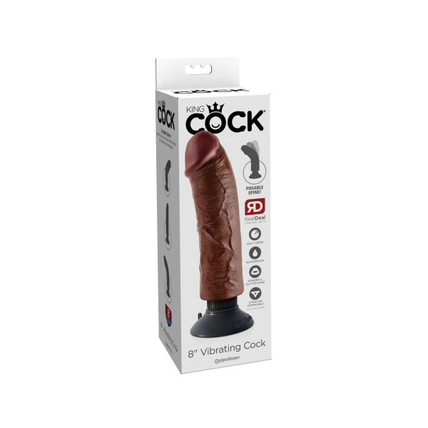 KING COCK - DILDO VIBRADOR MARRÓN 20.32 CM