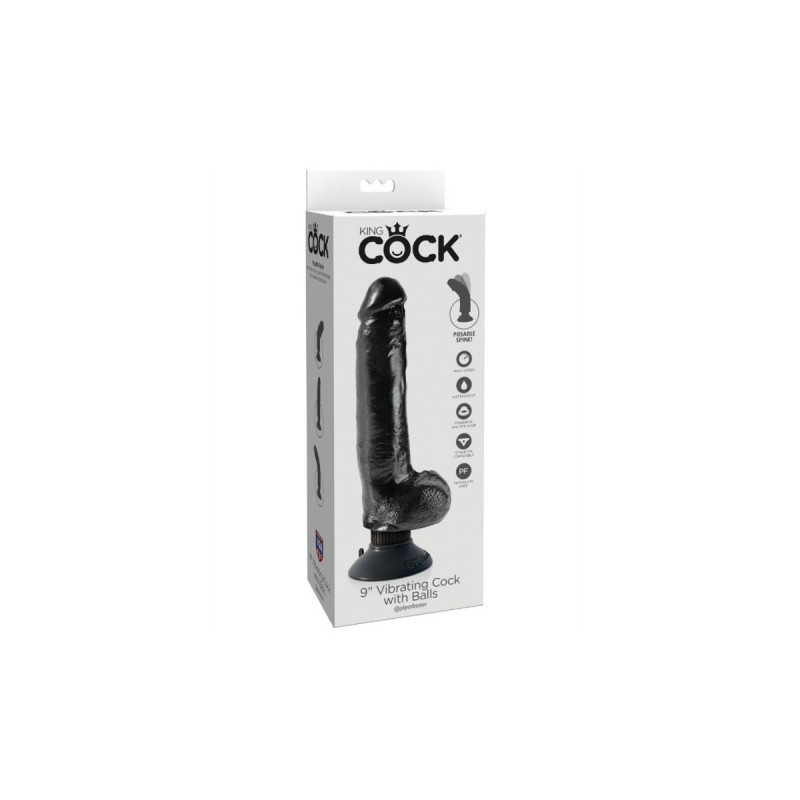 King Cock - Dildo Vibrador Con Testículos 23 Cm Negro | Vybes.it