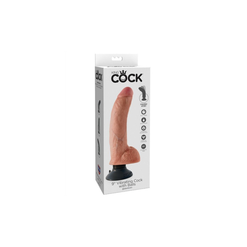 King Cock - Dildo Vibrador Con Testiculos 23 Cm Natural | Vybes.it