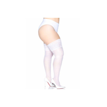 LEG AVENUE - TAILLE PLUS STAY UP BLANC TRANSPARENT - LEG AVENUE HOSIE…