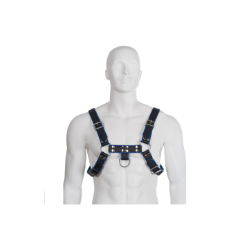 Leather Body - Arnés Cuero Azul Y Negro Chest Bulldog | Vybes.it