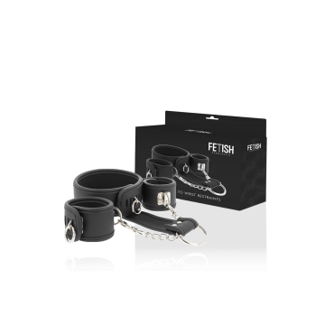 Fetish Submissive - Collar Y Esposas Cuero Vegano Con Forro De