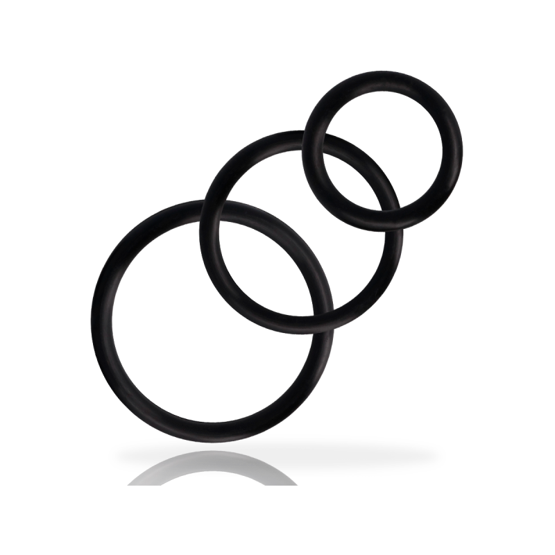 ADDICTED TOYS - SET DI ANELLI PER PENE NERO - Cockring senza vibrazio…