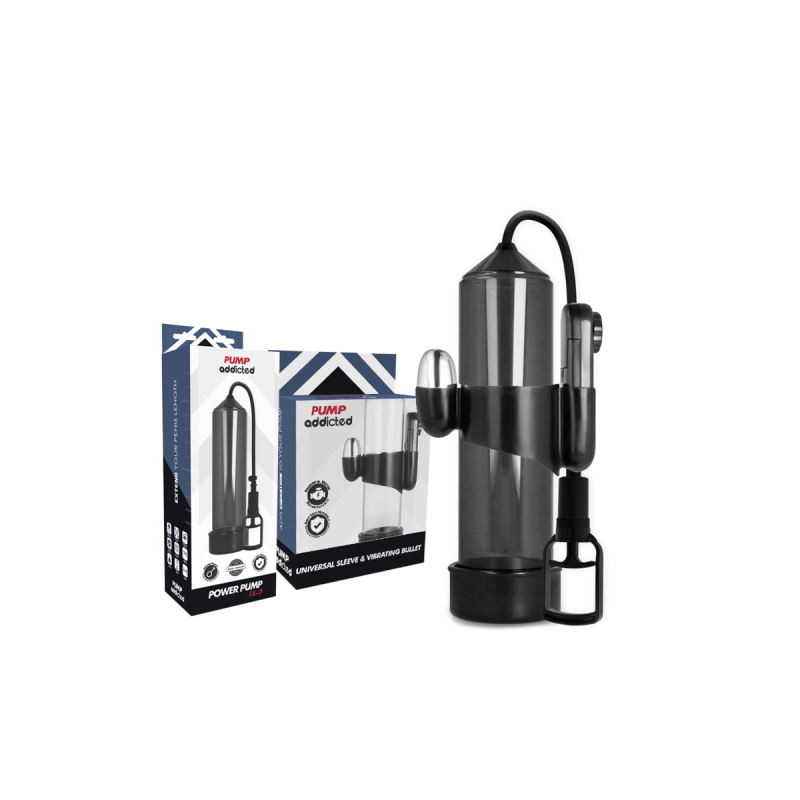 Pump Addicted - Bomba Erección Rx7 Negro Con Vibrador | Vybes.it
