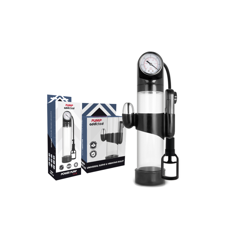 Pump Addicted - Bomba Erección Rx9 Transparente Con Vibrador |