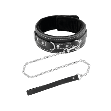 Darkness - Collier En Cuir De Haute Qualité Avec Laisse | Vybes.it