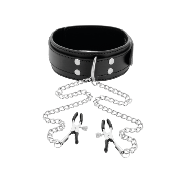 Darkness - Collar Con Pinzas Para Pezones Negro | Vybes.it