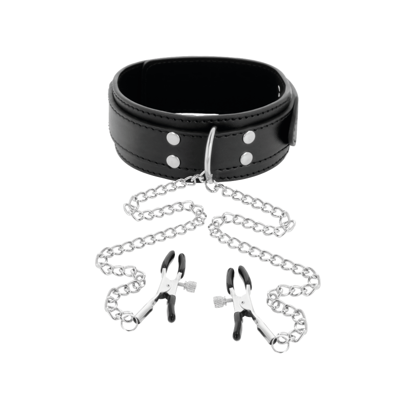 Darkness - Collar Con Pinzas Para Pezones Negro | Vybes.it