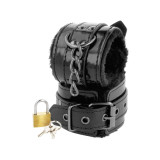 Darkness - Esposas Cuero Ajustables Manos Negro Con Candado |