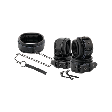 Darkness - Esposas Y Collar De Cuero Negro | Vybes.it