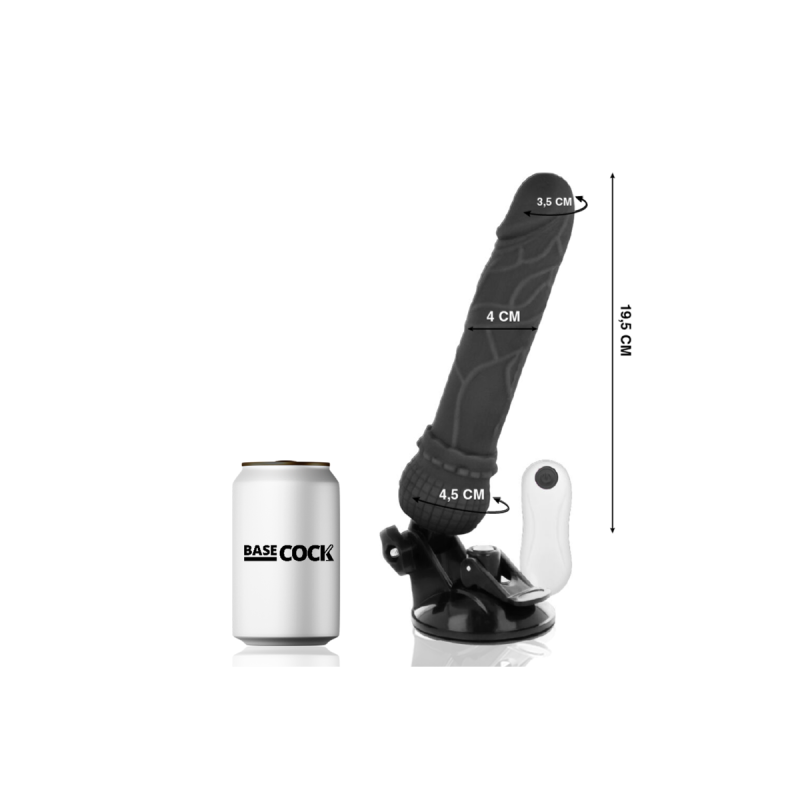 Basecock - Vibrador Realístico Control Remoto Negro 19.5 Cm - O - 4