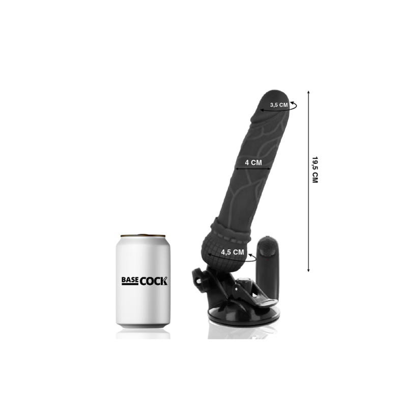 Basecock - Vibrador Realístico Control Remoto Negro 19.5 Cm - O - 4