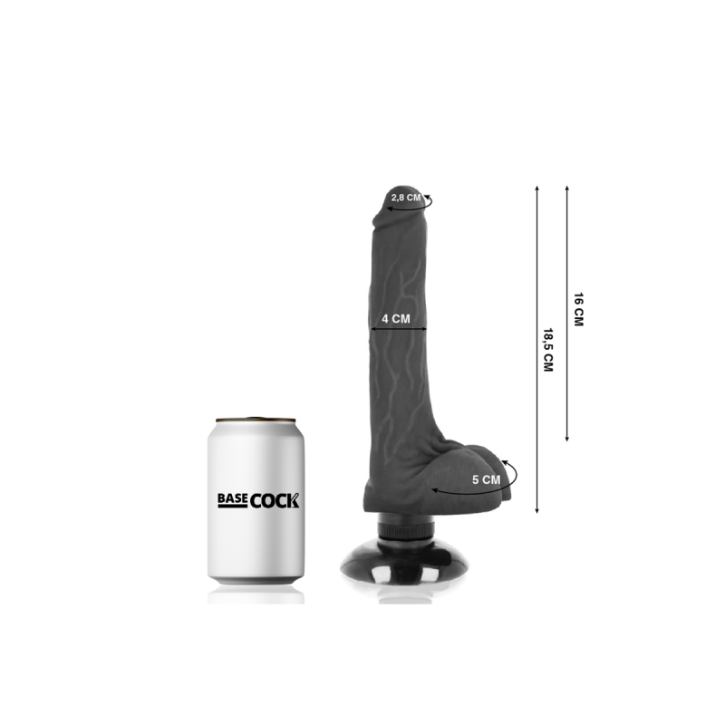 Basecock - Vibratore Realistico Basecock 2 - 1 Nero 18.5 Cm - O - 4