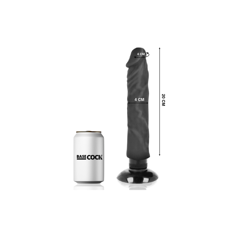 Basecock - Vibrador Realístico 2 - 1 Natural Negro 20 Cm - O - 4 Cm