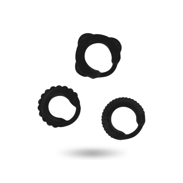 ADDICTED TOYS - ENSEMBLE C-RING NOIR - Cockrings sans vibration