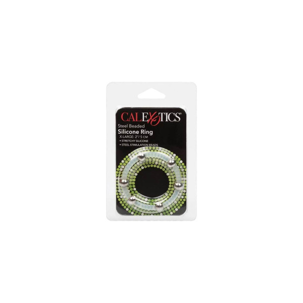 CALEXOTICS - ANILLO DE SILICONA CON CUENTAS DE ACERO TALLA XL