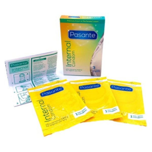 PASANTE - INTERNAL LATEX-FREE FEMALE CONDOMS BOX OF 3