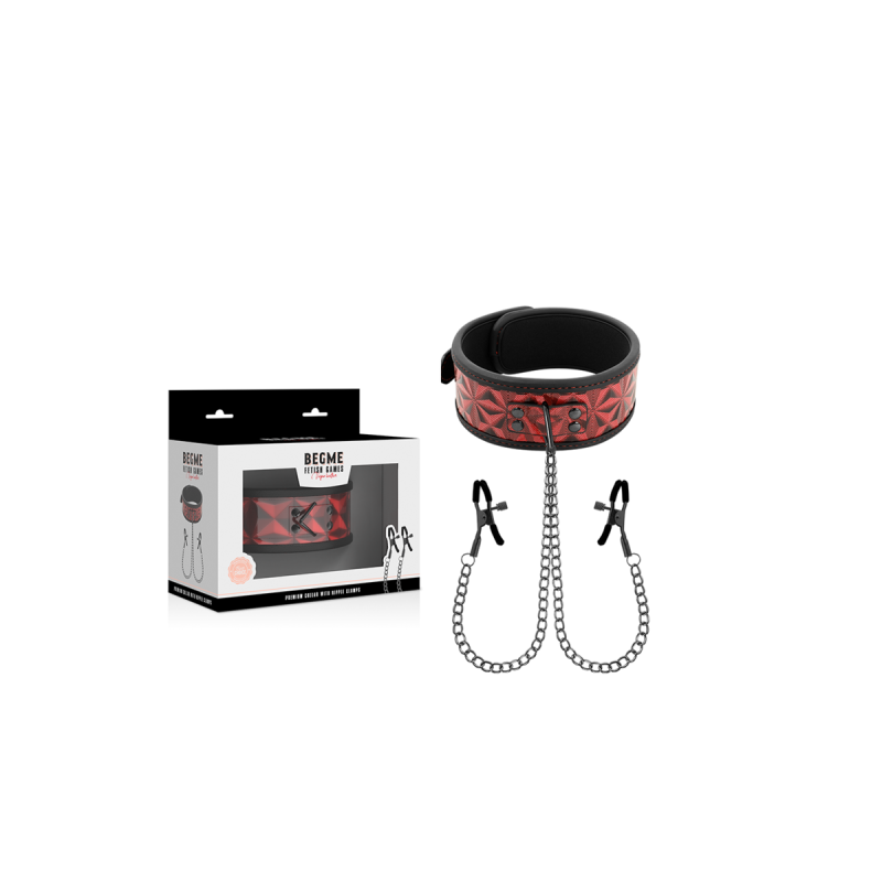 Begme - Collier Édition Rouge Avec Pinces Télémon Avec Doublure En