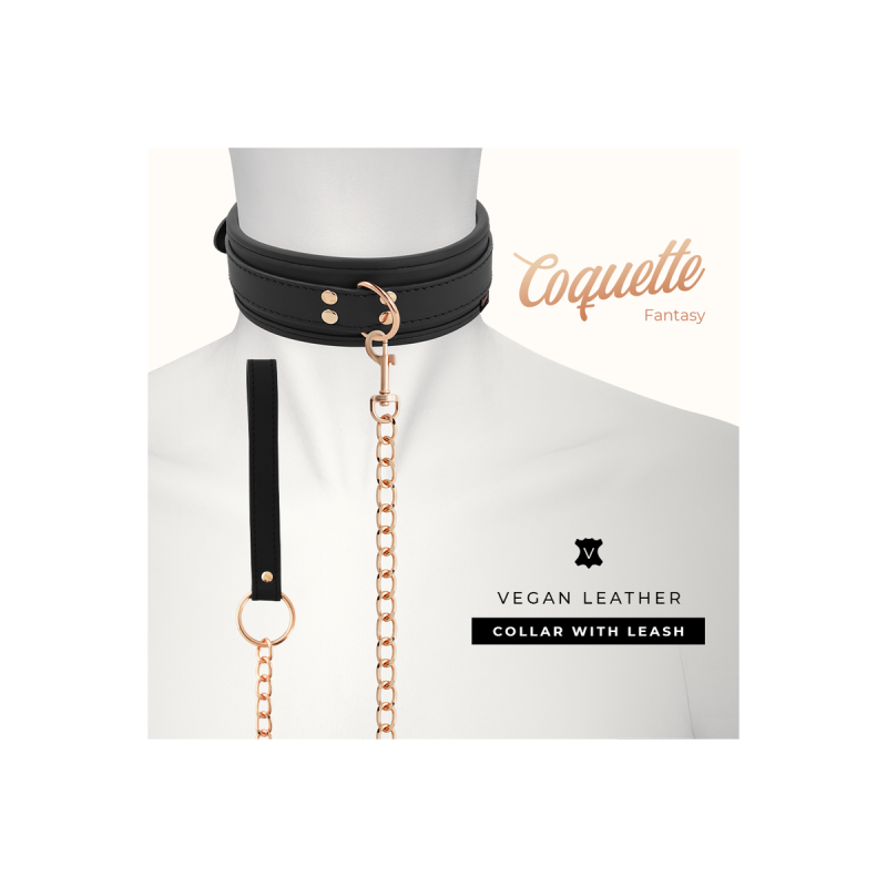 Coquette Chic Desire - Fantasy Collar Cuero Vegano Con Correa Y