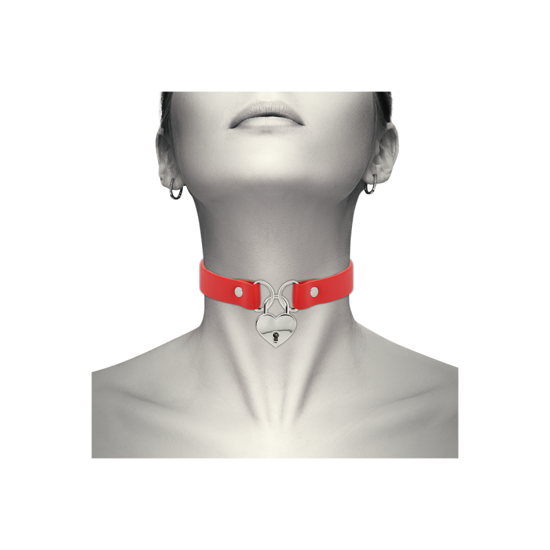 Coquette Chic Desire - Collar Cuero Vegano Rojo Accesorio Corazón