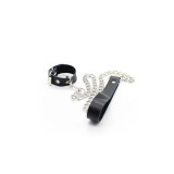 Ohmama Fetish - Collar Para Pene Y Correa Piel Con Cadena Metalica