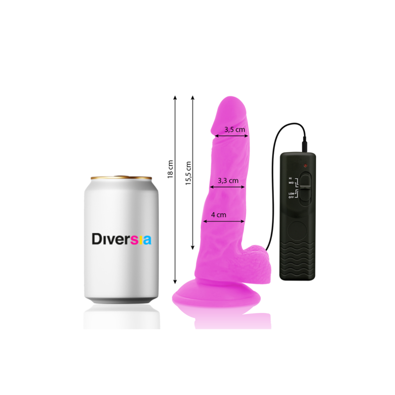Diversia - Dildo Realístico Flexible Con Vibración Lila 18 Cm - O