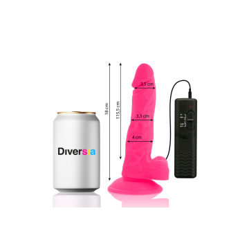 DIVERSIA - FLEXIBLE VIBRATING DILDO PINK 18 CM -O- 4 CM - Strapon Dil…