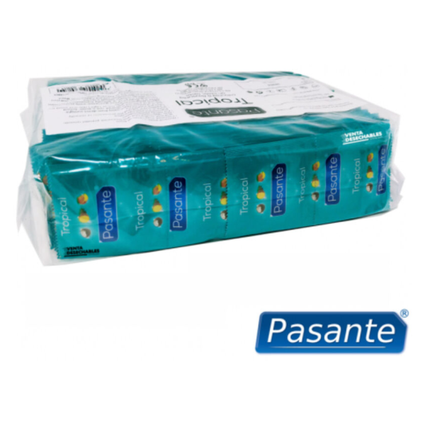 PASANTE - TROPICAL MANGO PINEAPPLE AND COCONUT FLAVOURED CONDOMS 53 MM 144 UNITS (BAG)
