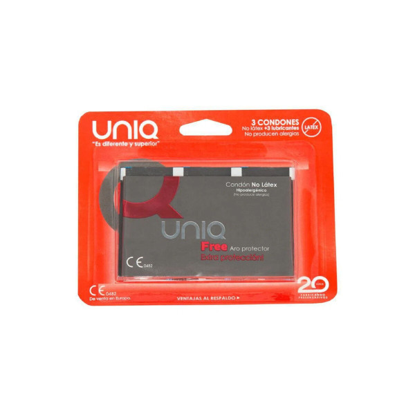 UNIQ - FREE PRESERVATIVOS CON ARO PROTECTOR SIN LATEX 3 UNIDADES