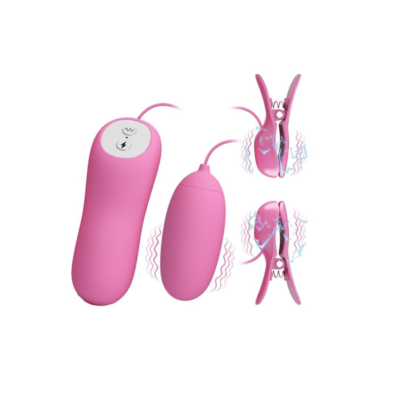 Pretty Love - Pinzas Con Vibración Y Eletroshock Rosa | Vybes.it