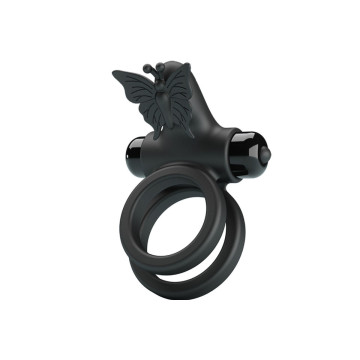 Pretty Love - Doble Anillo Vibrador Con Estimulador Negro | Vybes.it