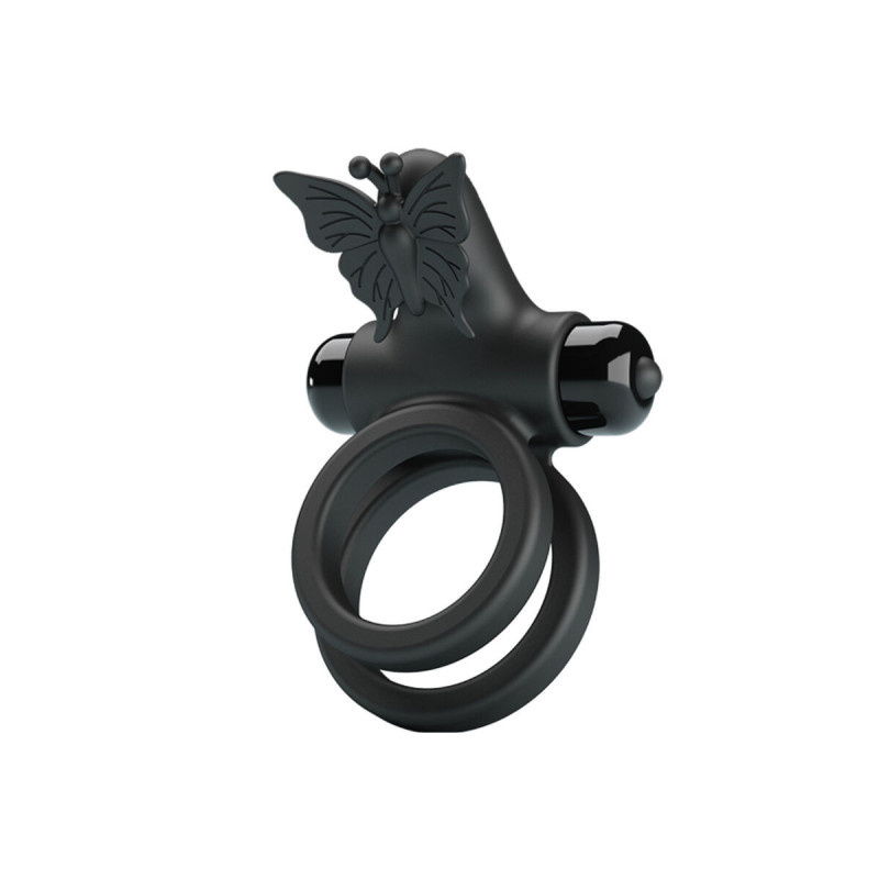 Pretty Love - Doble Anillo Vibrador Con Estimulador Negro | Vybes.it